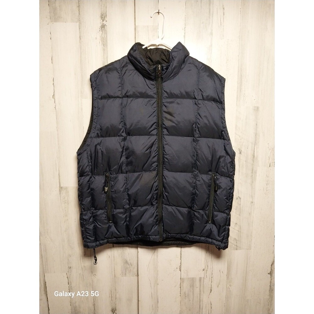 Gap Men's XL Down Puffer Vest Jacket Reversible Blue Black Packable Warm Coat